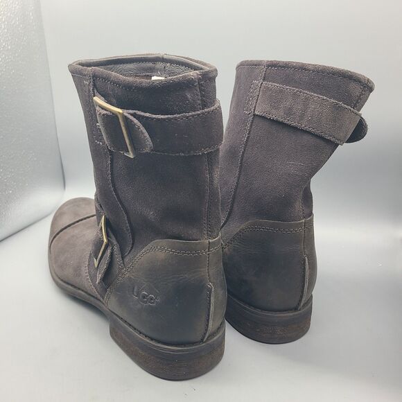 UGG Boots Lancing Brown Suede Cap Toe Moto Pull On Ankle Boot 1005714 Sz 10/ 43 main image 9